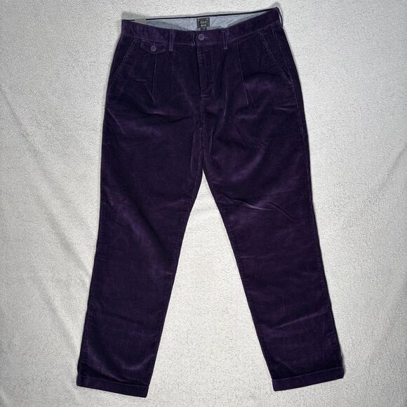 NWT J.Crew Single-Pleat 10-Wale Corduroy Pants Men’s Size 34x30 Deep Amethyst - Picture 1 of 13